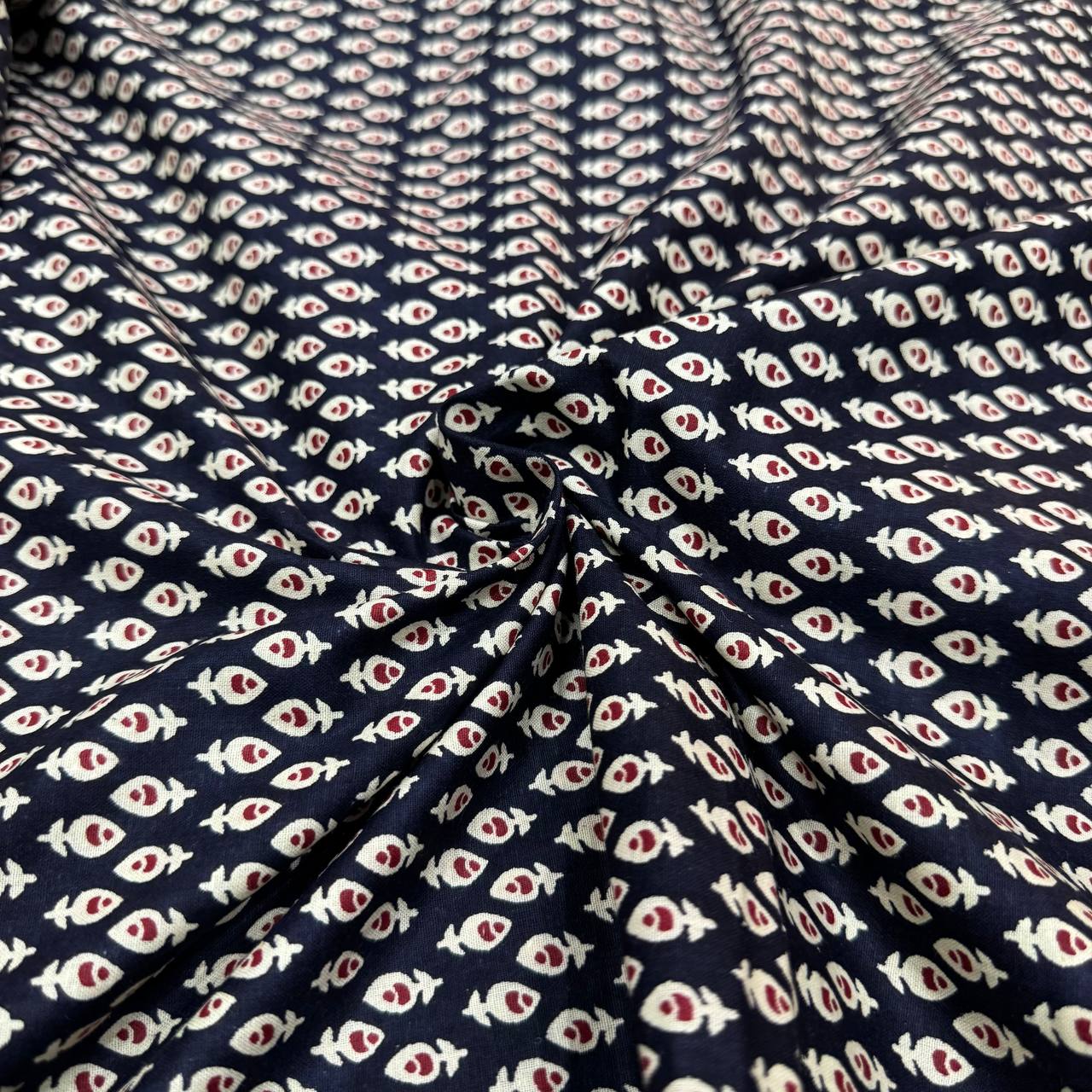 Black & Red Printed Pure Cotton Fabric