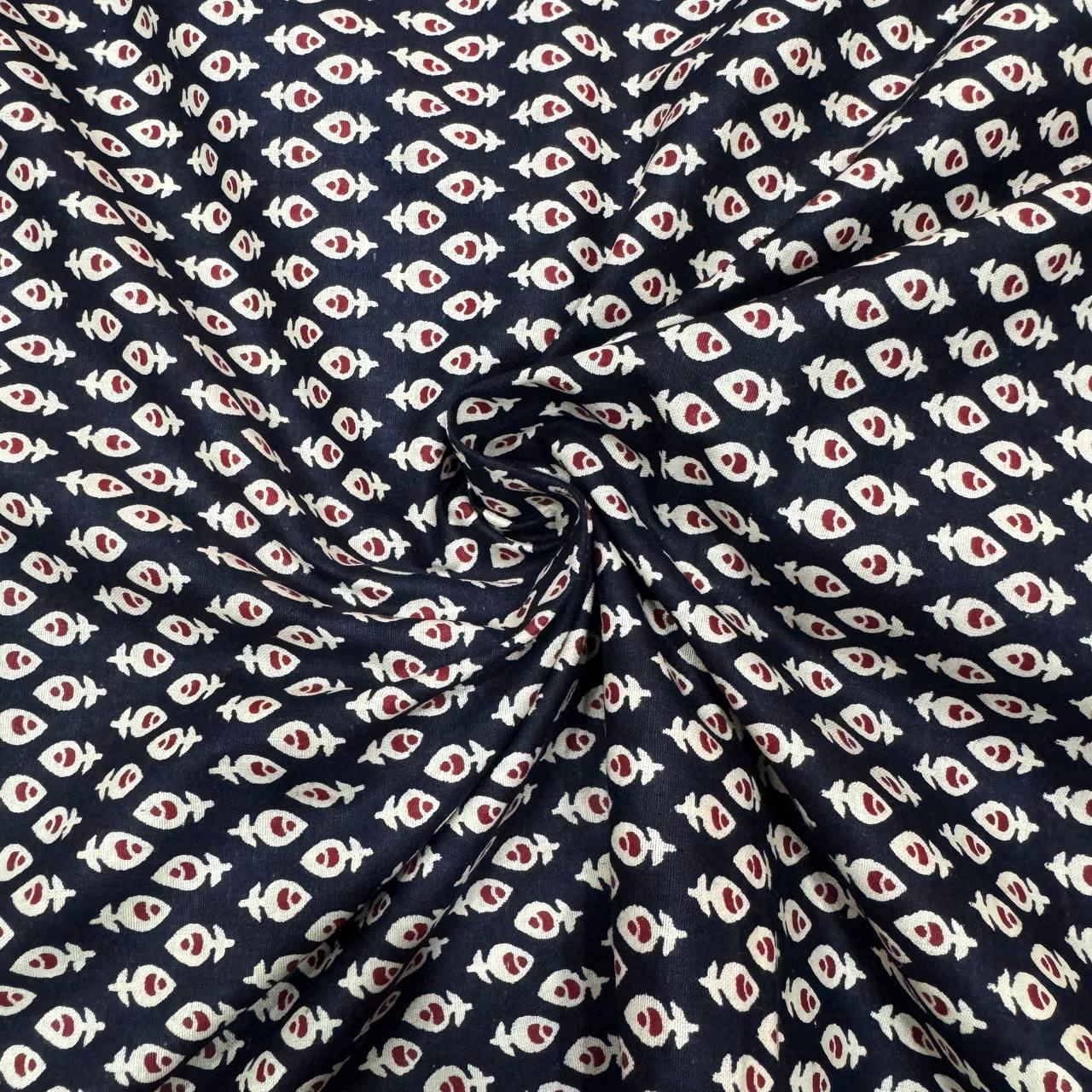 Black & Red Printed Pure Cotton Fabric