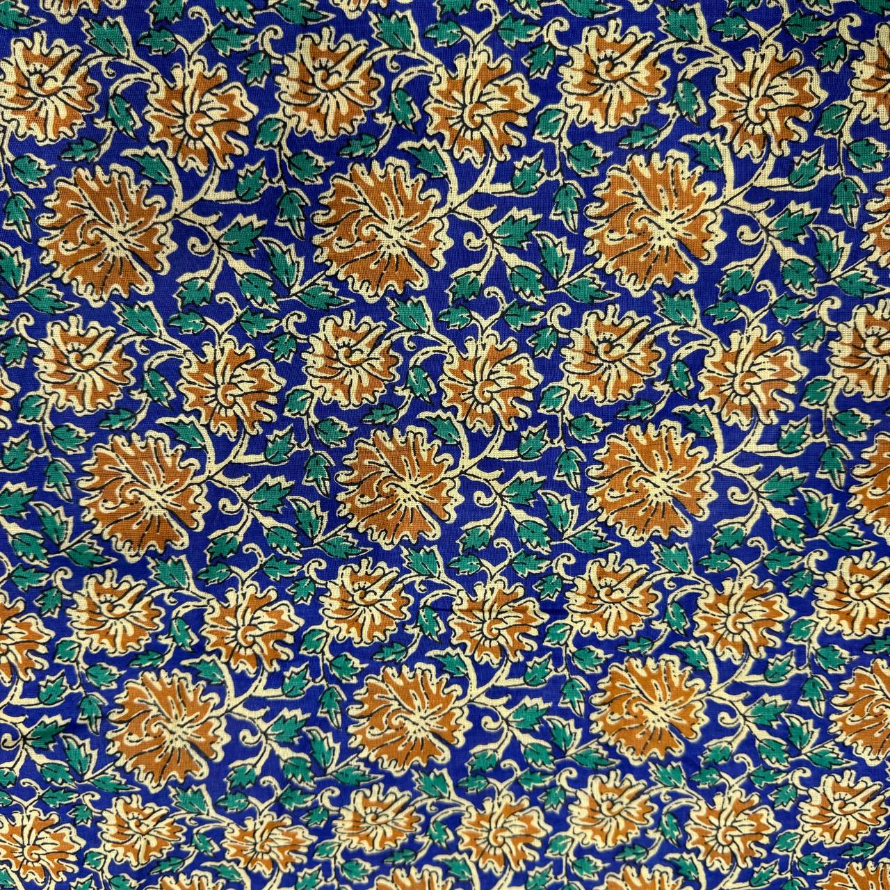 Blue Kalamkari Pure Cotton Printed Fabric
