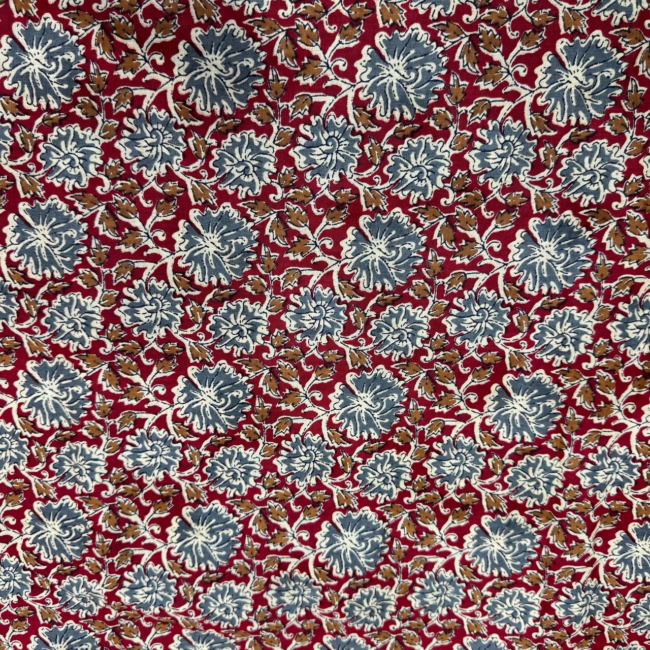Red Kalamkari Pure Cotton Printed Fabric