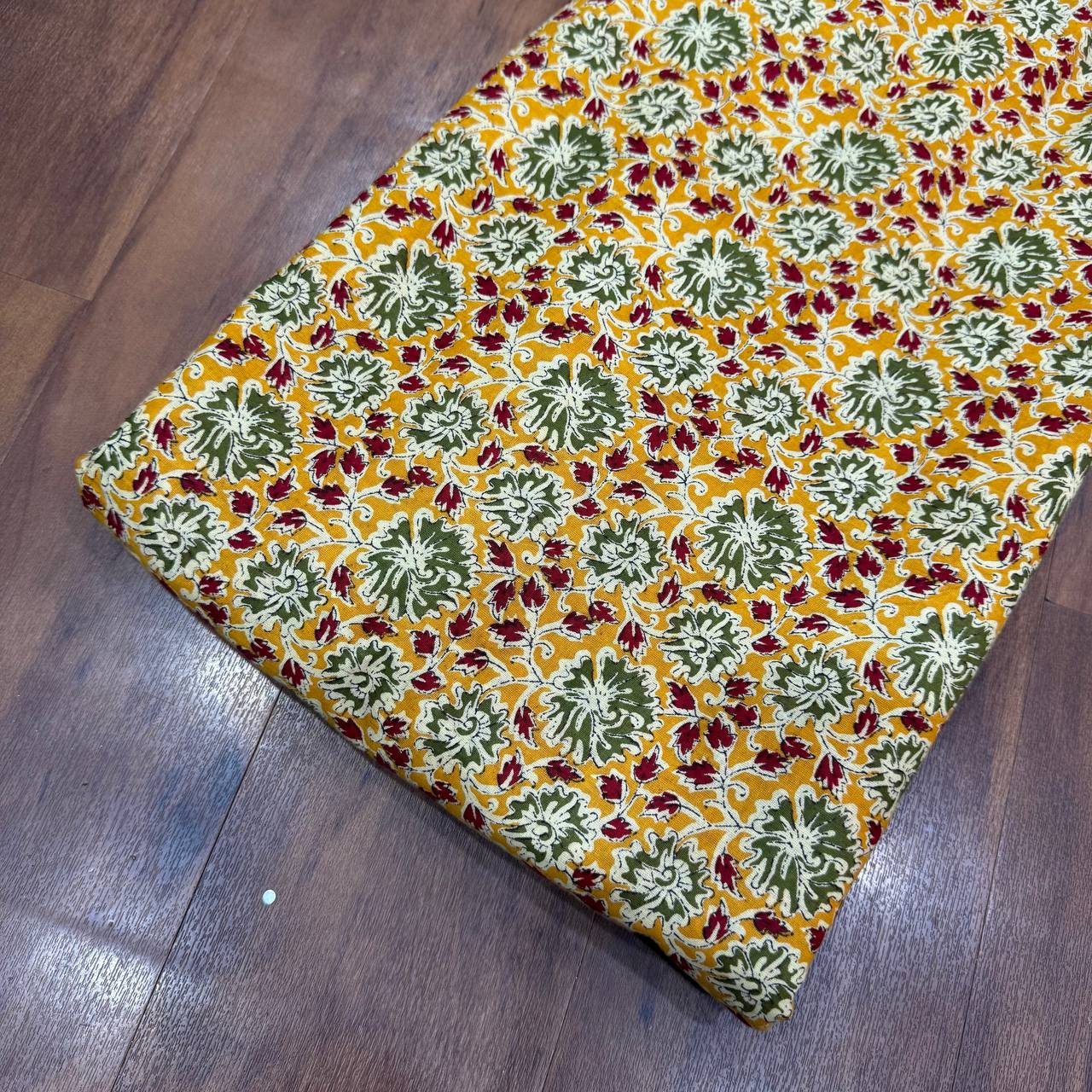 Yellow Kalamkari Pure Cotton Printed Fabric