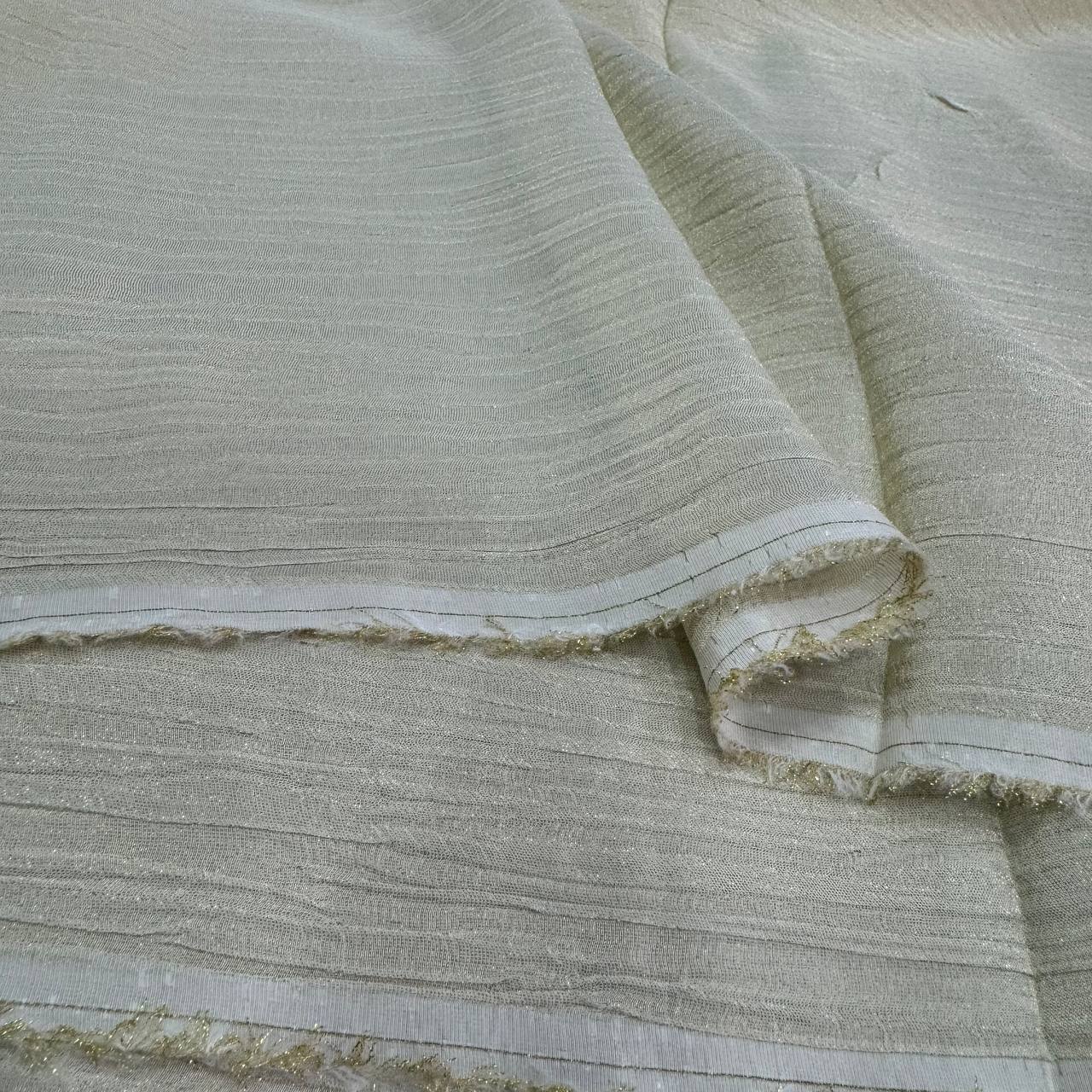 Golden Plain Dyeable Viscose Crushed Tissue Silk Fabric