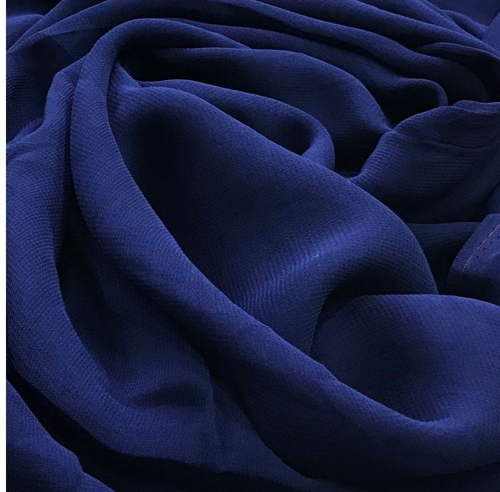 Navy Blue Plain Viscose Georgette Fabric