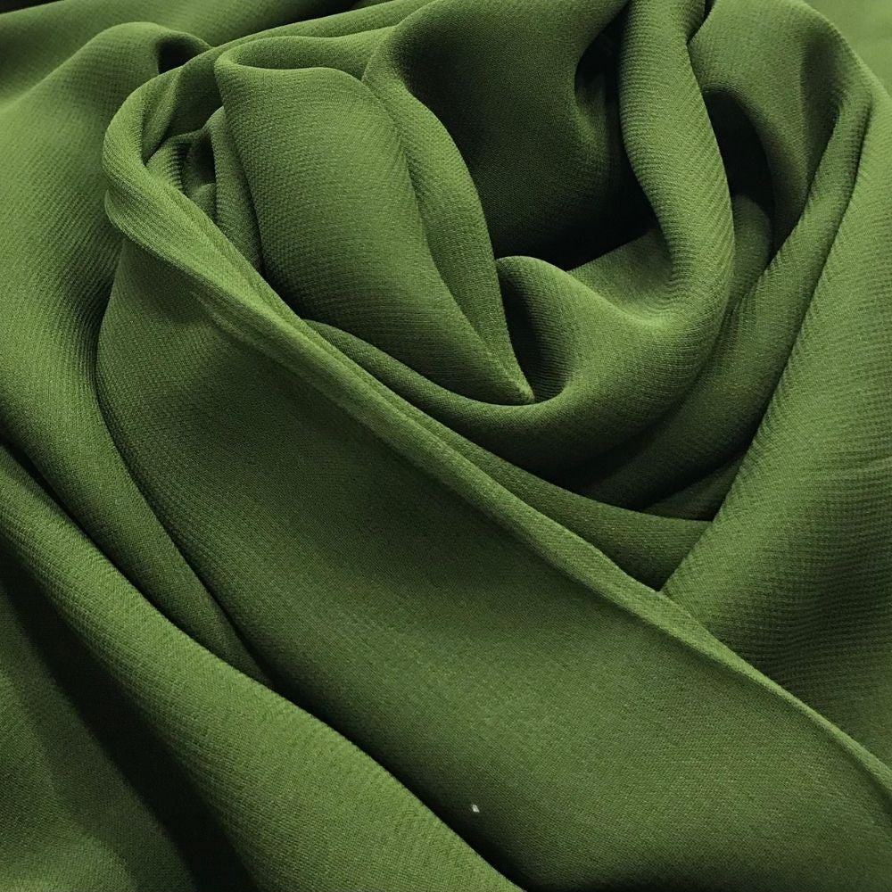 Olive Green Plain Viscose Georgette Fabric