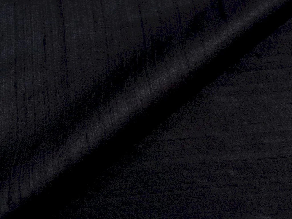 Black Plain Dyed Bangalore Raw Silk Fabric