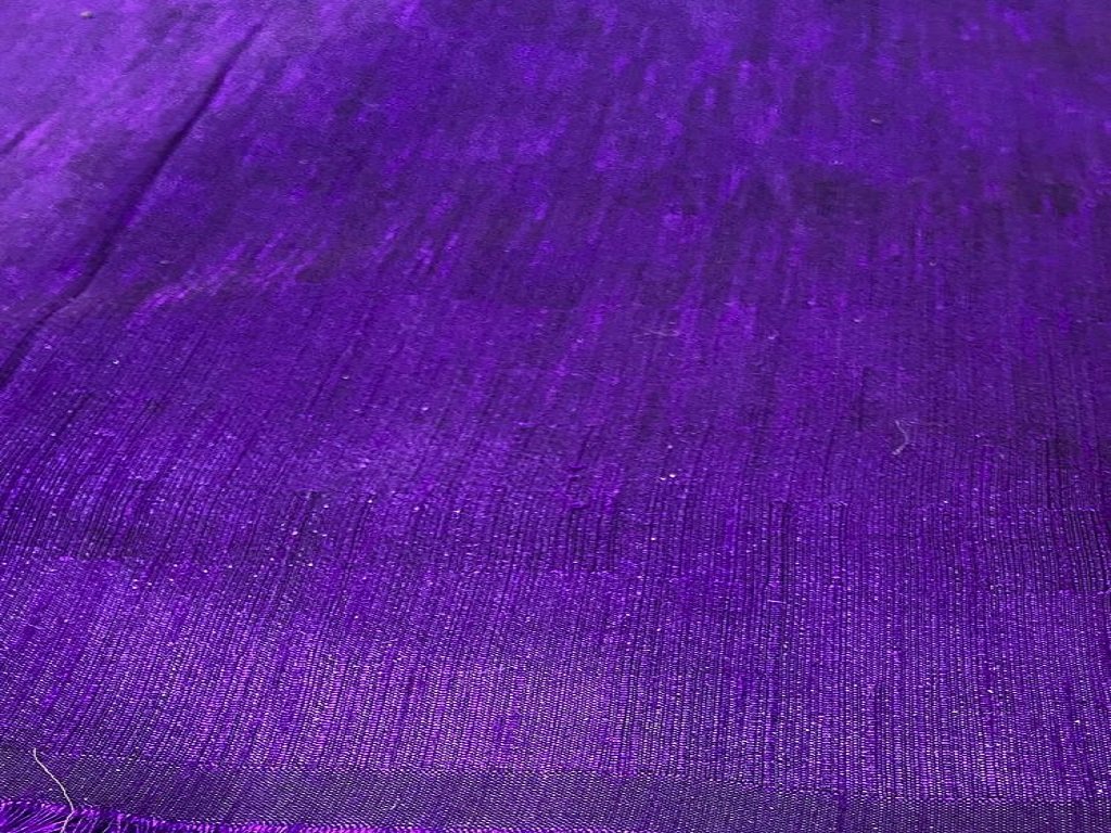 Dark Purple Plain Dyed Bangalore Raw Silk Fabric