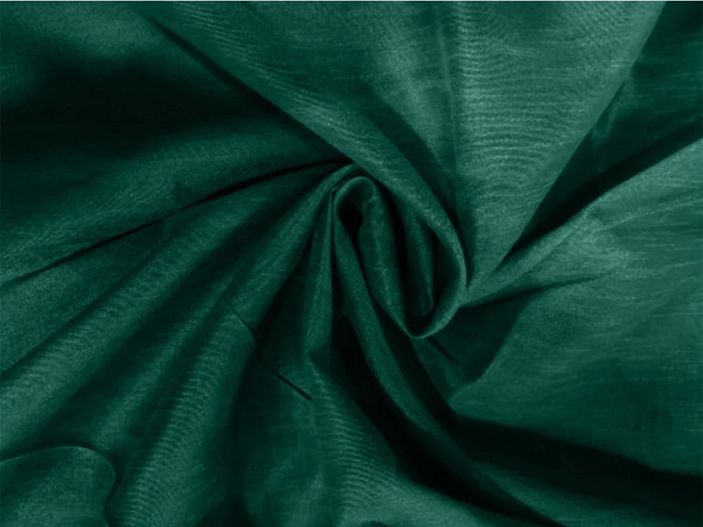 Bottle Green Plain Dyed Bangalore Raw Silk Fabric