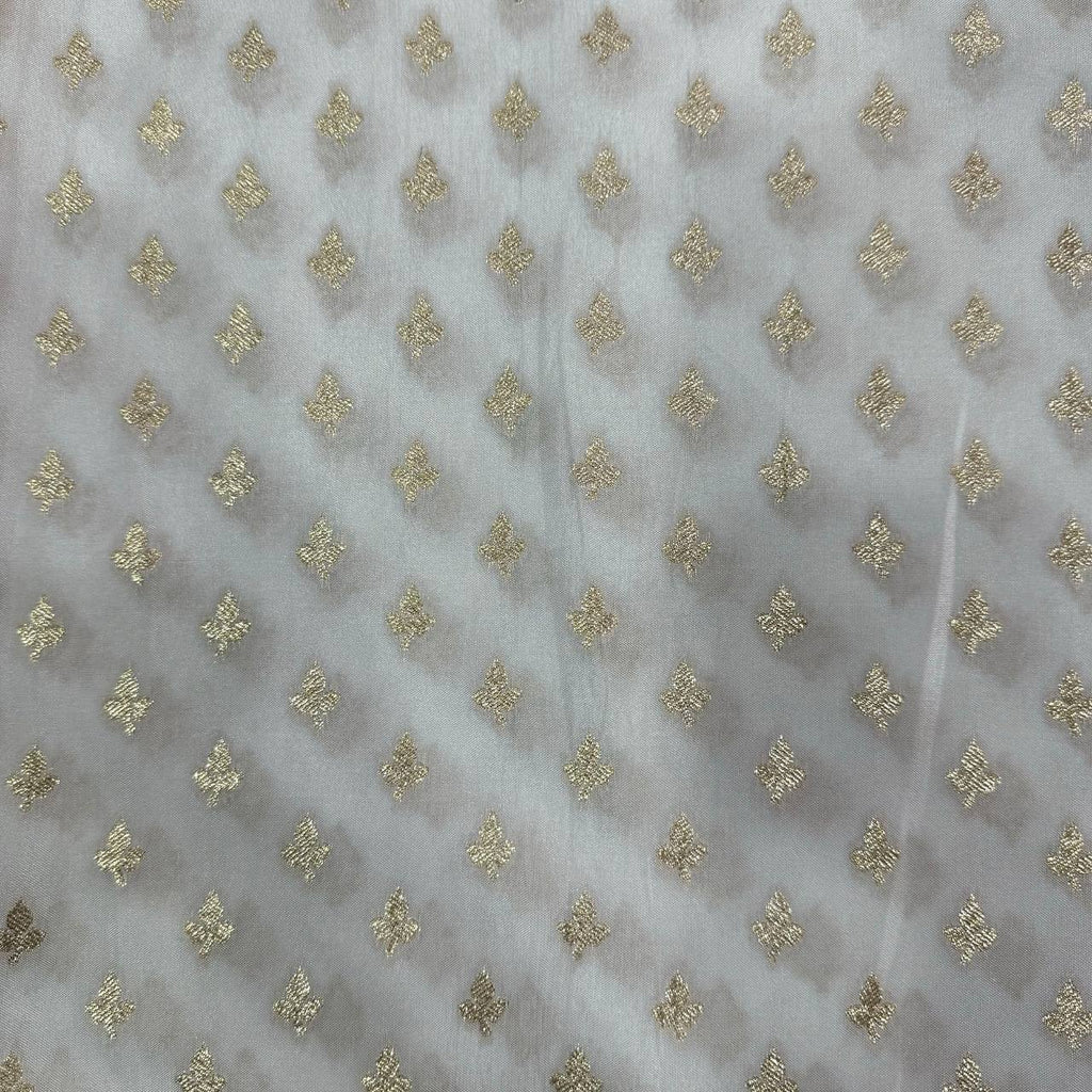 White Dyeable Zari Banarasi Butti Russian Silk Fabric