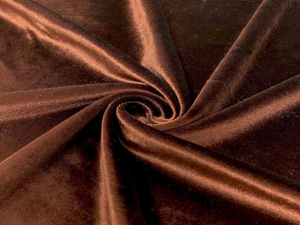 Dark Brown Plain Viscose Micro Velvet Fabric