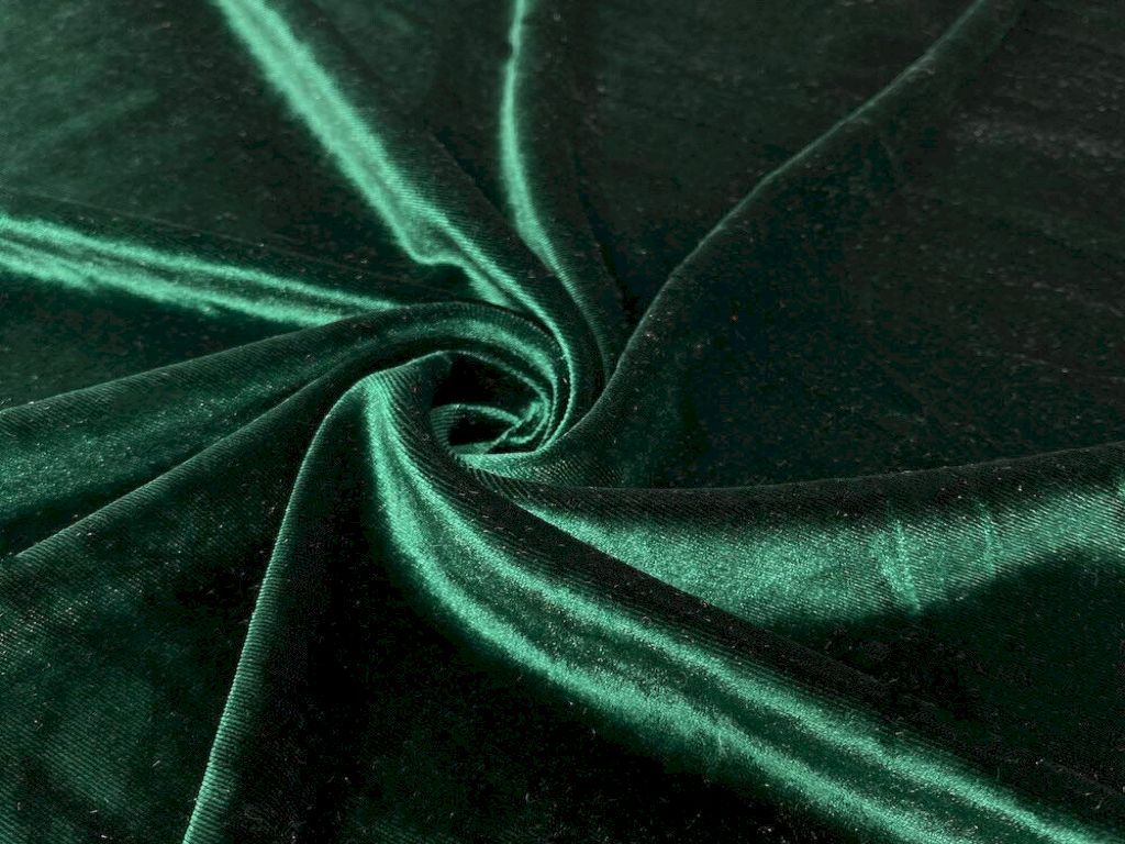 Bottle Green Plain Viscose Micro Velvet Fabric