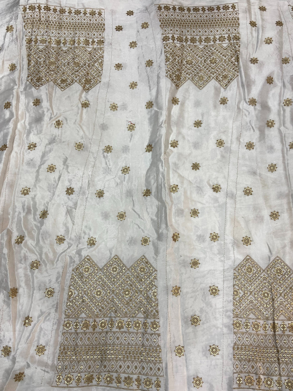 White Dyeable Embroidered Kali Viscose Gaji Silk Fabric