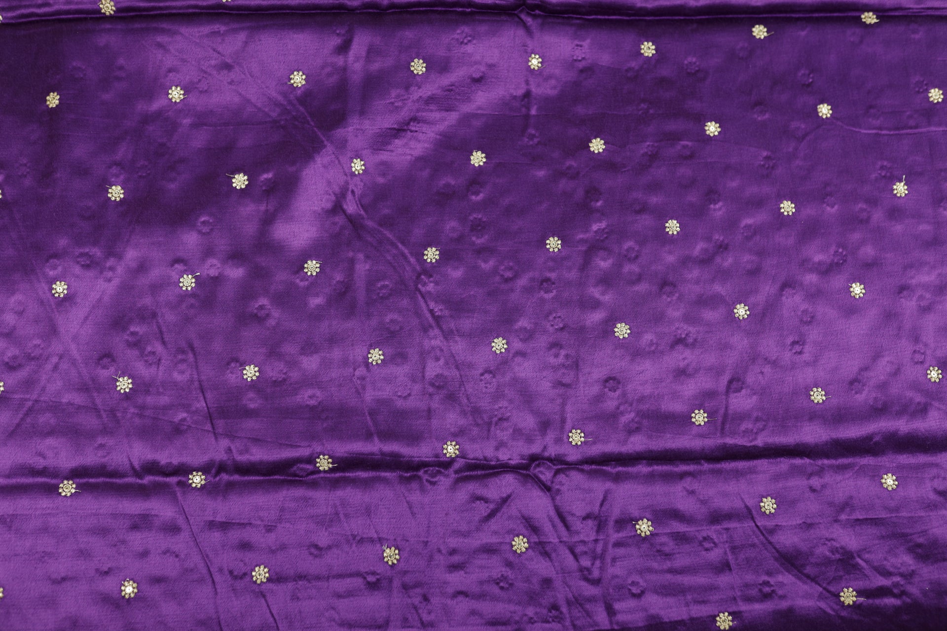 Dark Purple Butti Embroidered Viscose Gaji Silk Fabric