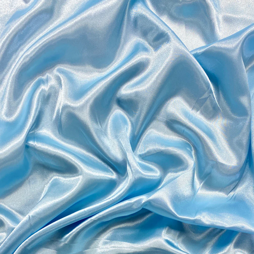 Light Sky Plain Dyed Moss Satin Fabric