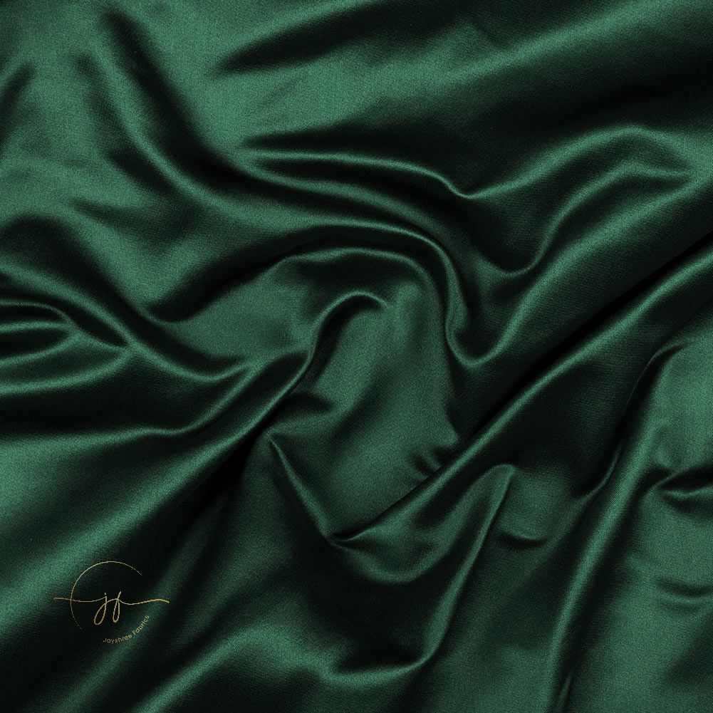 Bottle Green Plain Japan Satin Fabric
