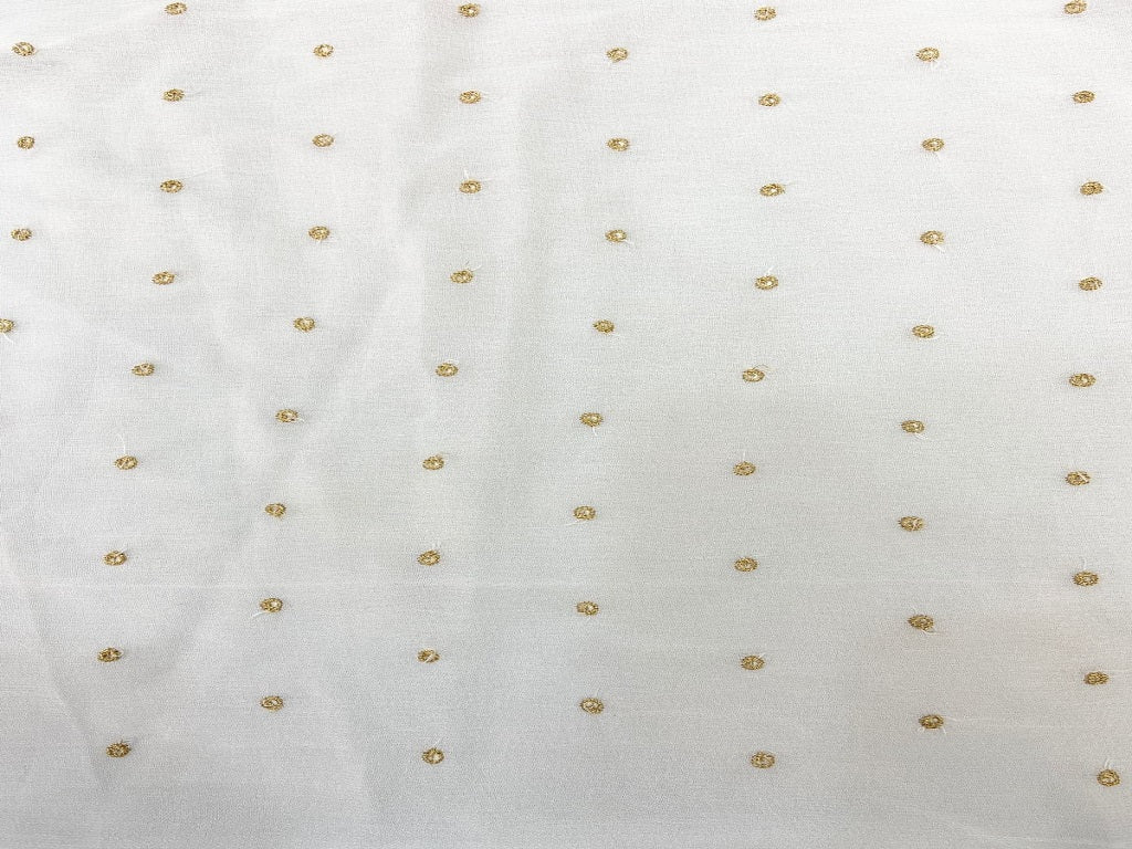 White Polka Butti Embroidered Dyeable Viscose Georgette Fabric