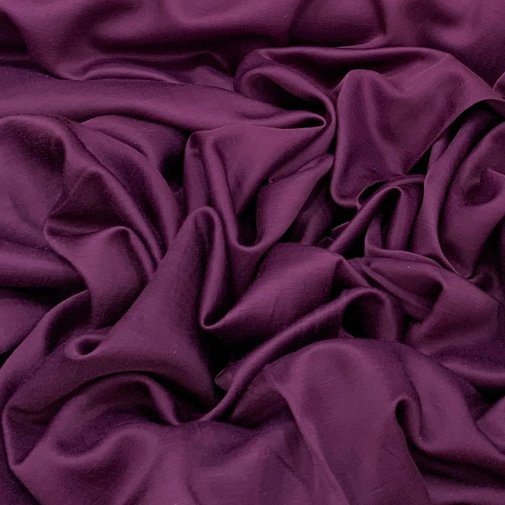 Wine Plain Viscose Linen Satin Fabric