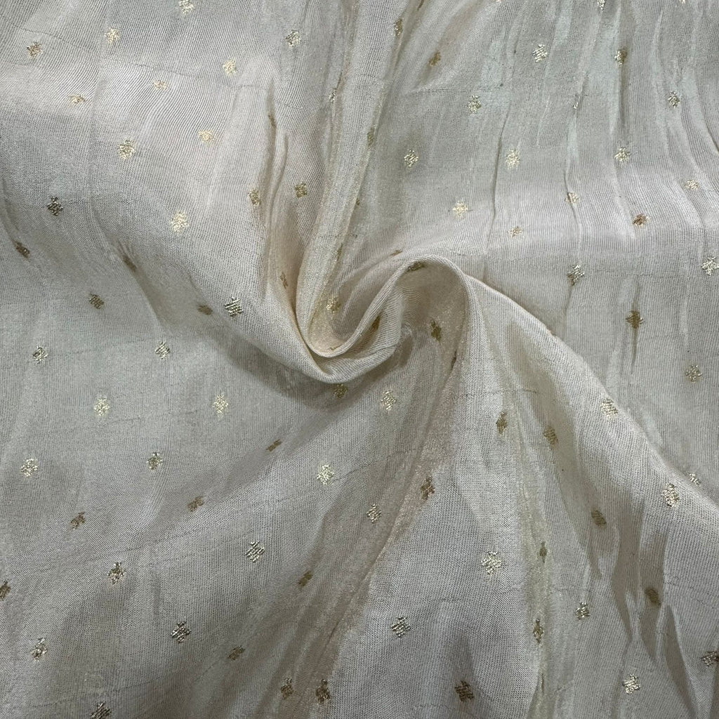 Rose Gold Butti Floral Dyeable Zari Banarasi Viscose Gold  Tissue Silk Fabric