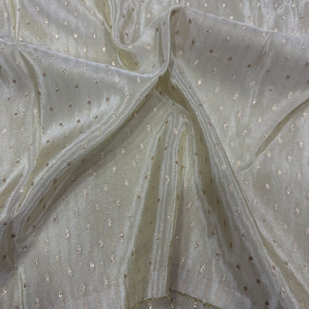 Gold Butti Floral Dyeable Zari Banarasi Viscose Gold  Tissue Silk Fabric