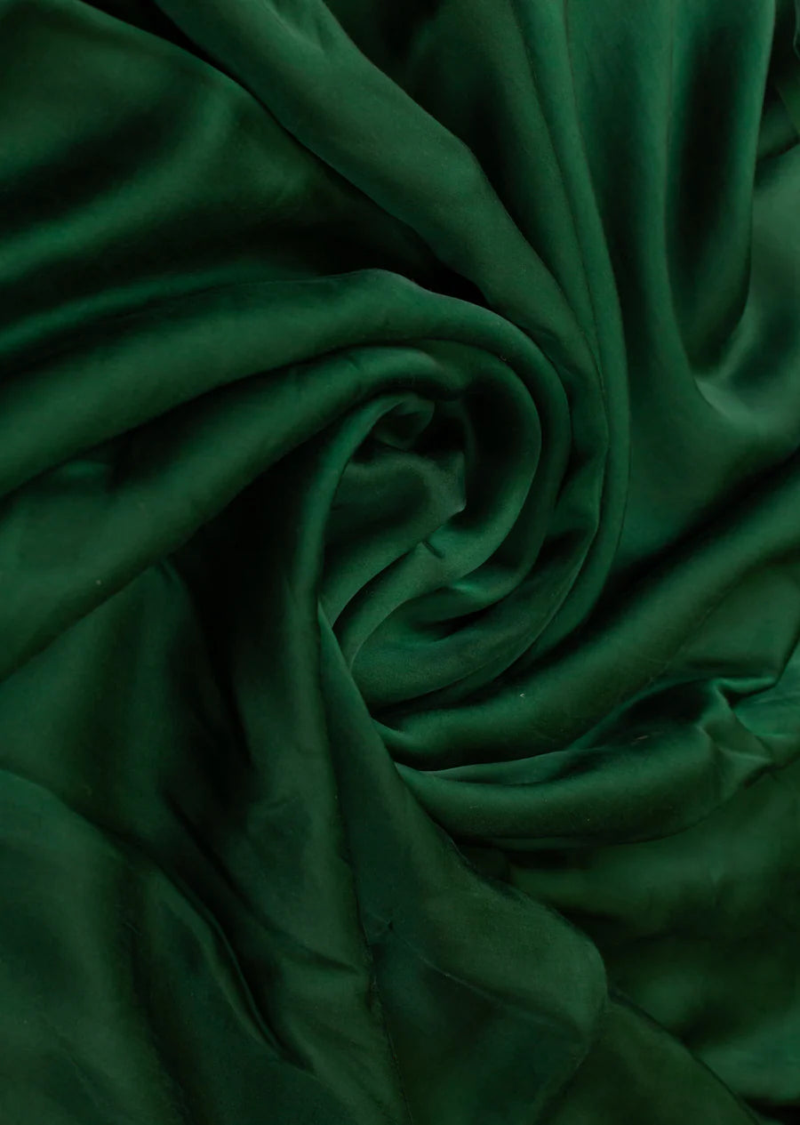 Bottle Green Plain Modal Silk Fabric
