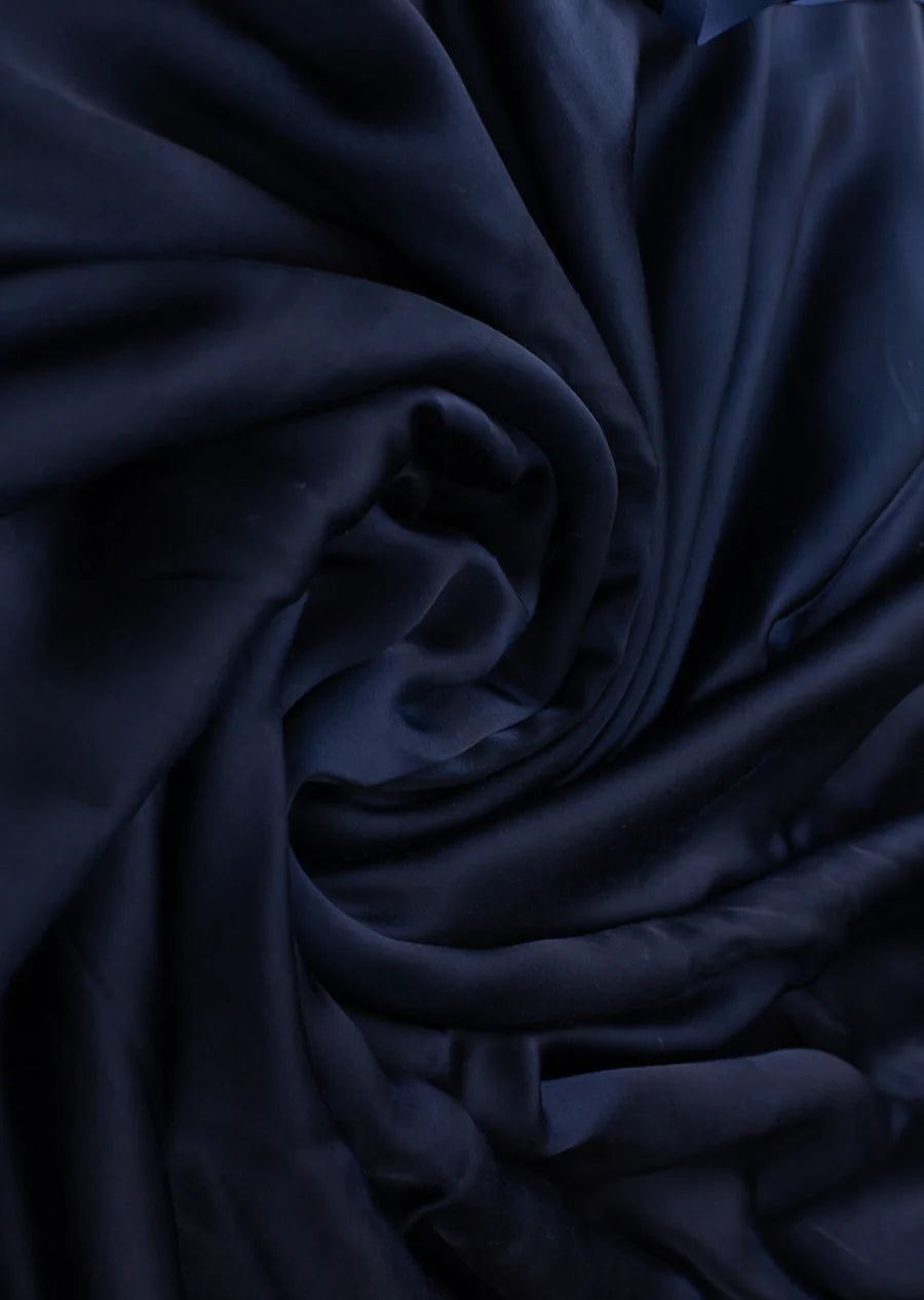 Dark Navy Blue Plain Modal Silk Fabric