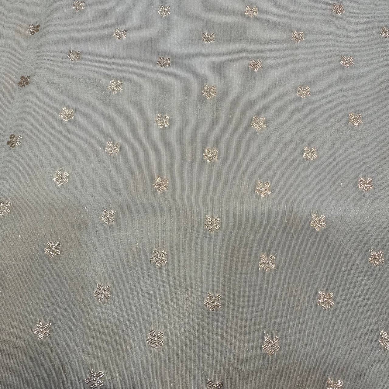 Gold Flower Butti Floral Dyeable Zari Banarasi Viscose Gold  Tissue Silk Fabric